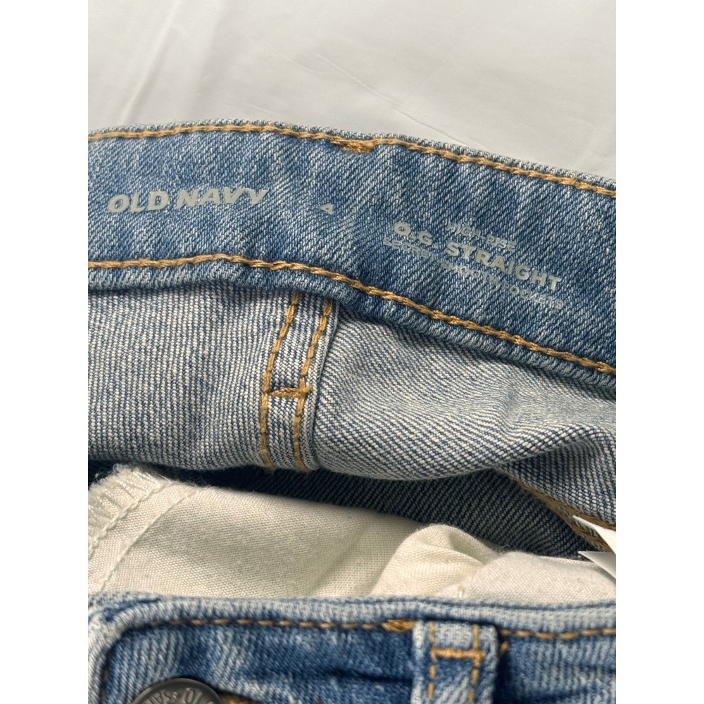 Old Navy OG Straight High‎ Rise Distressed Jeans Medium Wash Size 4 NWT - Picture 10 of 12